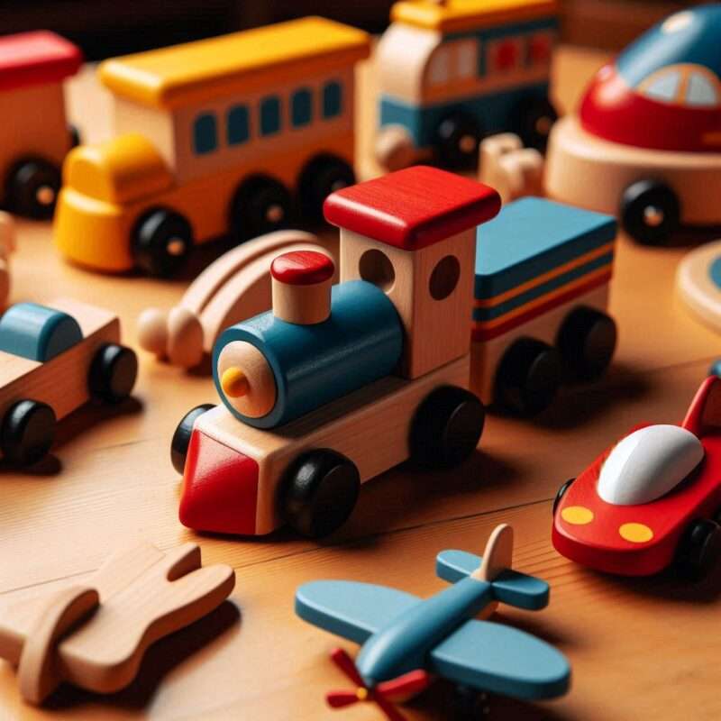 The holiday fair had stalls selling handcrafted novelties for children.