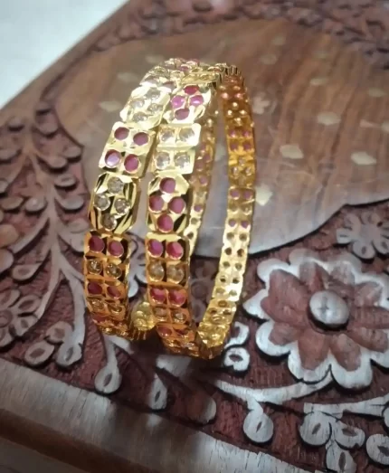 Elegant Gold Stone Bangles