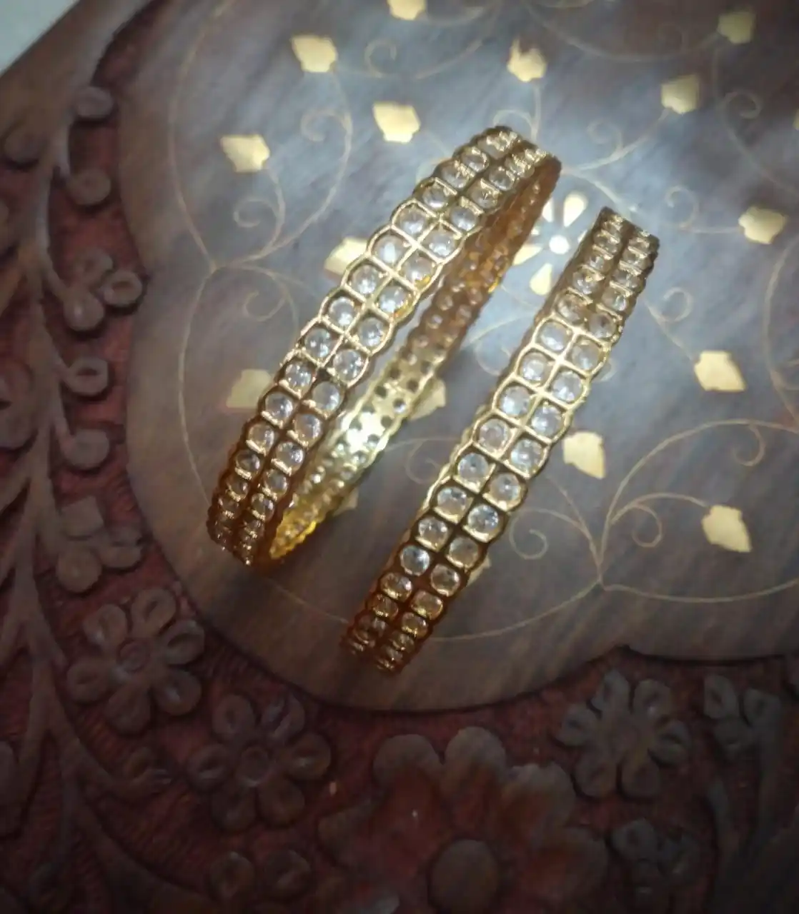 Regal Gold Tone Stone Bangles – Sugabogam
