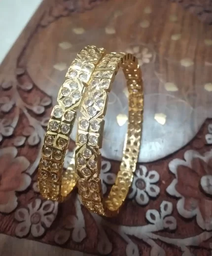 Radiant Gold Stone Bangle Collection