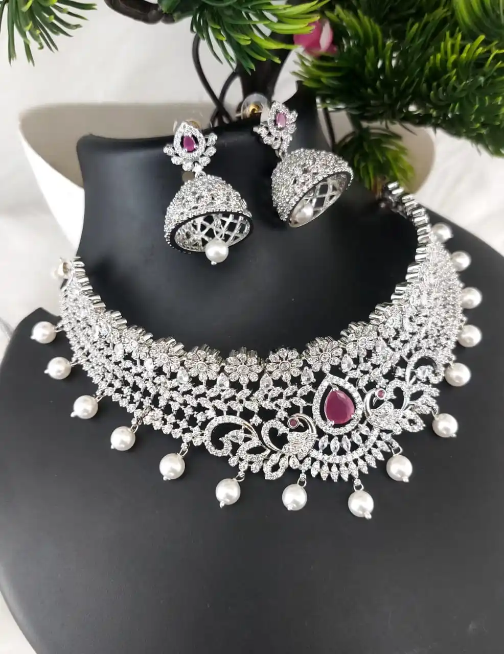 Silver Radiance Bridal Choker – Sugabogam
