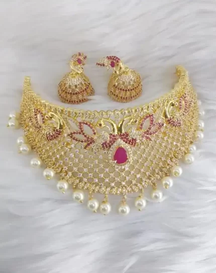 Gold Tone CZ Bridal Choker