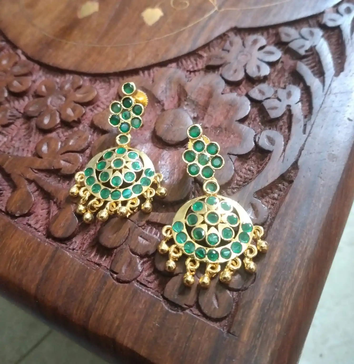 Micro Gold Green Stone Ear RIng – Sugabogam