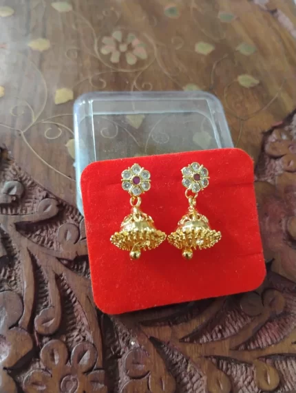 Ananya Stone Floral Micro Gold Polish Jhumika