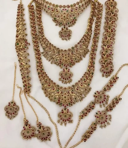Gleaming Peacock Layers Bridal Set