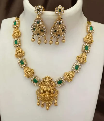 Matte Finish Lakshmi Design Necklace Set