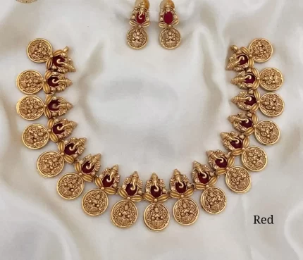 Matte Finish Gnesha Necklace Set