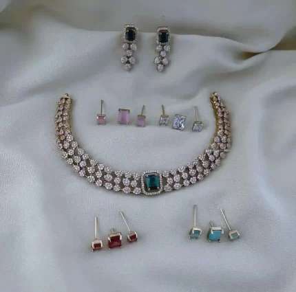 Premium Quality CZ Stone Changeable Necklace Set
