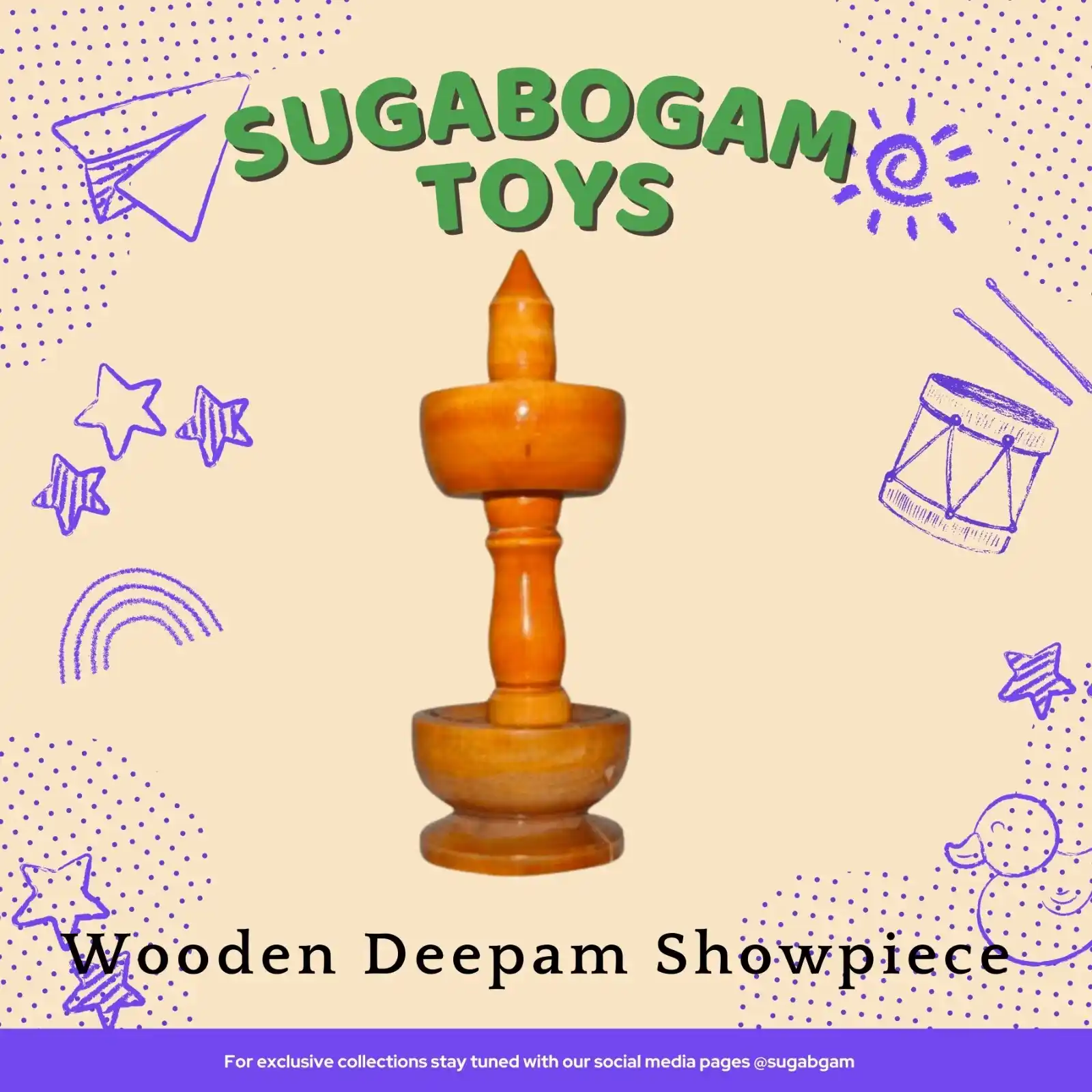 Wooden Deepam Showpiece – Sugabogam