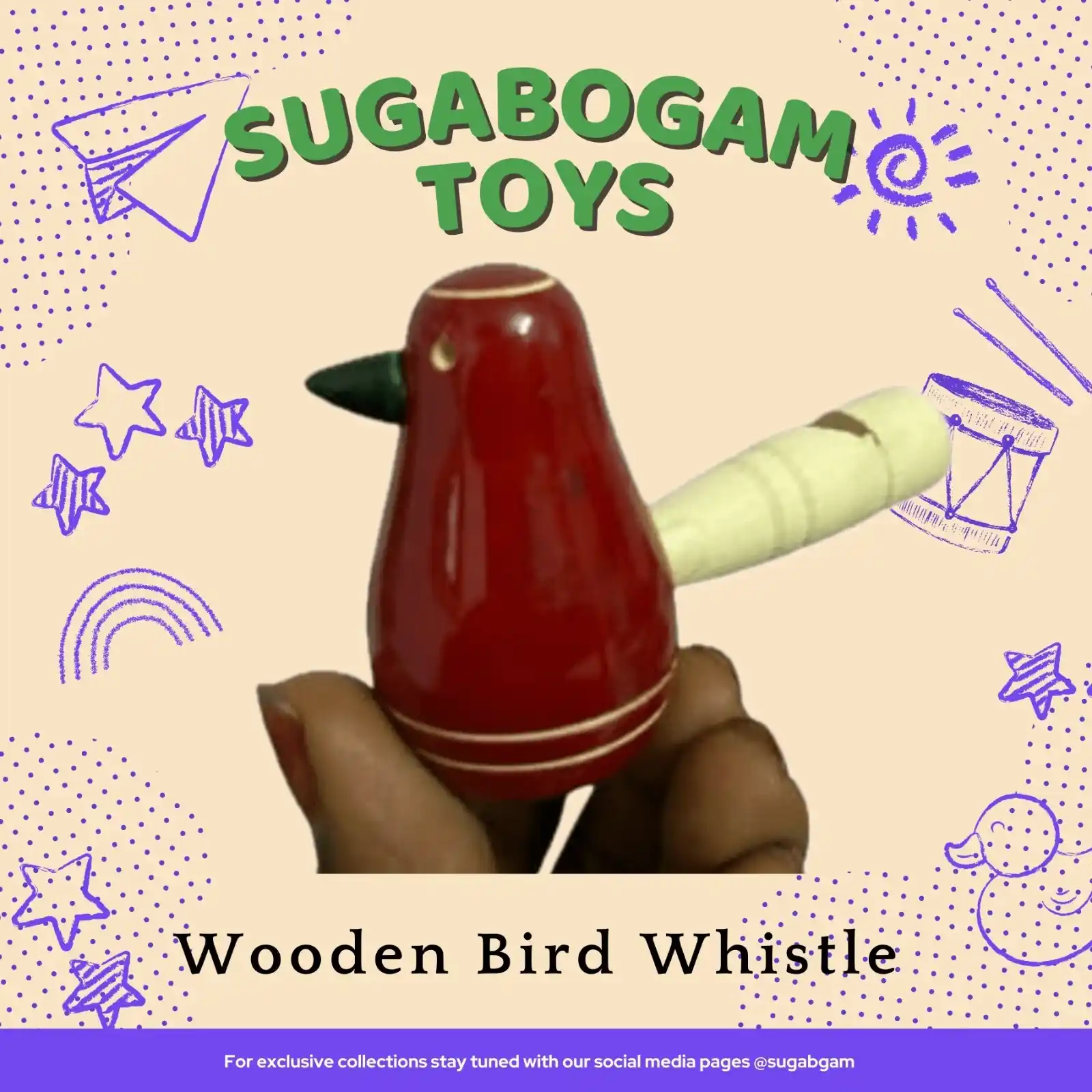 Wooden Bird Whistle Toy – Sugabogam